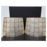 Set of 2 large vintage pearl shell lamp shades