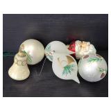 Six vintage glass ornaments