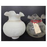 Two Christmas vintage ruffle lamp shades