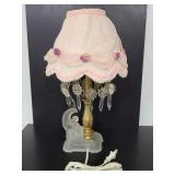 Vintage Frosted glass angel harp lamp