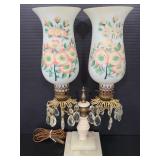 Art deco double light with painted shades