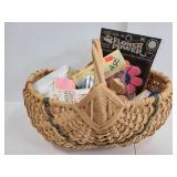 Basket of assorted sewing notions