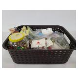 Basket of assorted beads & craft supplies