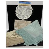 Vintage crochet lace trim table linens & doilies