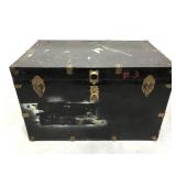 Large vintage steamer trunk w/ leather handles