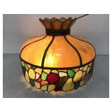 Large slag glass Tiffany style hanging lamp
