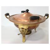 Large vintage brass and copper tone chaffing dish