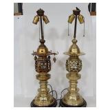 Pair of vintage unique brass lamps