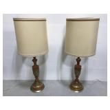Tall vintage matching orange MCM table lamps