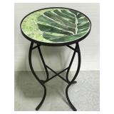 Small stained slag glass mosaic palm leaf table