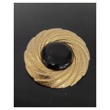 Vintage black & gold tone scarf clip