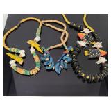 Wooden bead tropical fish & bird necklaces