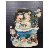 Snowman family Jingle Bells musical snow globe