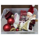 Tote of assorted Christmas items