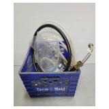 Crate of assorted hoses & plumbing supplies