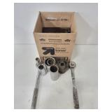 Two ratchets & box full of sockets