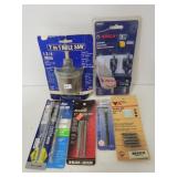 Assorted hole saw, bits, and saw blade