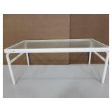 White Glass top metal framed table