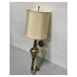 Vintage shaded brass flush wall sconce lamp