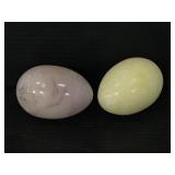 Purple & yellow alabaster carved stone eggs