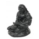 Native Eskimo mother & child statue signed Fuller