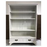 Vintage white painted wood 4-shelf bookcase