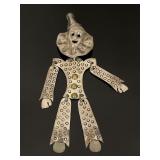 Sterling silver articulating jester clown brooch
