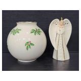 Lenox holiday vase w/ Lenox angel ornament