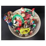 Lenox holiday dish w/ assorted ornaments