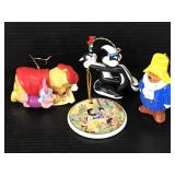 Four Disney & other character ornaments