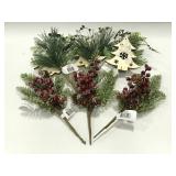 Six new iced pine & wood tree holiday picks