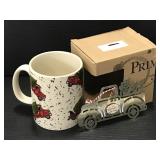 New vintage red truck mug & ornament gift set