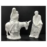 White porcelain ceramic nativity figures