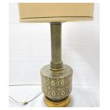 Vintage MCM gold & green large ceramic lamp