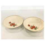 Two Camwood Ivory 22 carat trimmed trinket dishes