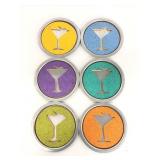 Six Ore martini cut out cork and metal coasters