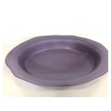 Signed purple ceramic oval centerpiece dish