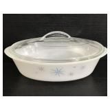 Vintage Glassbake MCM atomic casserole dish w/ lid