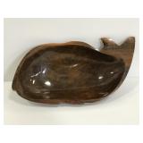 Vintage large carved wood whale/fish bowl