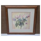 Clark signed framed floral print