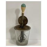 Vintage 1923 A&J glass jar egg beater / mixer