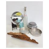 Mirror, pepsi bottle w/ stout, wood salvage & more