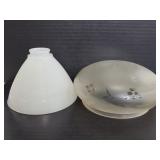 Two vintage glass shades