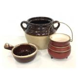 McCoy handled bowl, crock, and footed basket