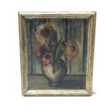 Vintage sunflowers panting framed canvas