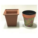 Pair of plastic flower planters