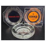 Three vintage glass ashtrays