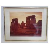 Framed and signed Stonehenge print