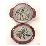 Two signed abstract pottery pieces