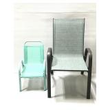 Pair of patio chairs 1 adult size, one child sized
